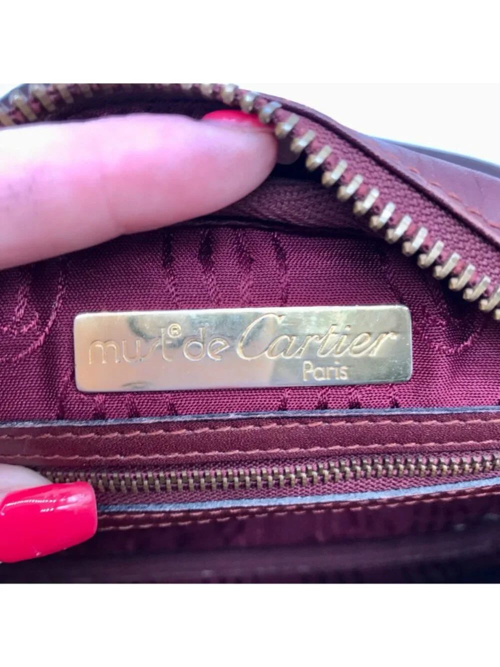Cartier Burgundy Leather Must De Cartier Shoulder Bag